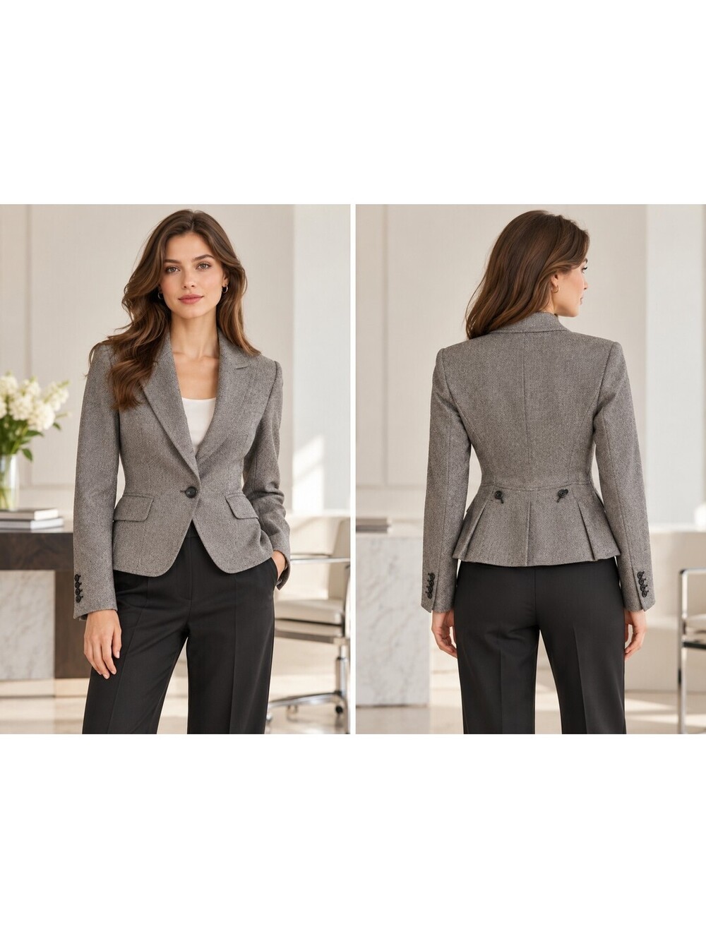 Ann Taylor Loft Single Breasted Blazer Womens 2 Gray Minimalist Career Preppy